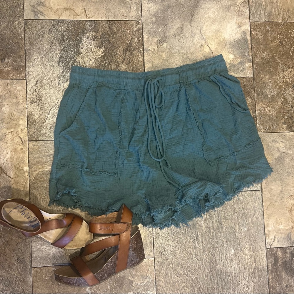 Women's Olive Green Gauze Shorts